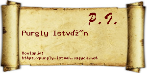 Purgly István névjegykártya